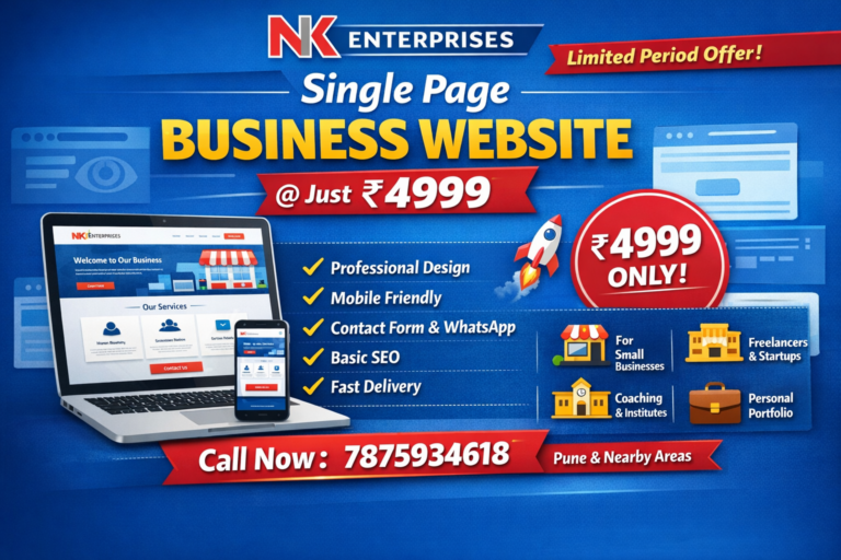 Make a single page website in just 4999 INR of your business profile