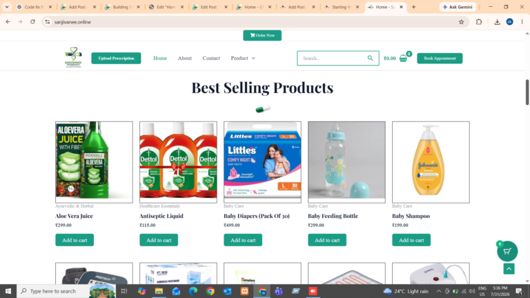 Successfully Delivered: Sanjivanee Pharmacy – Complete Online Pharmacy Website with Prescription Upload & WhatsApp Integration
